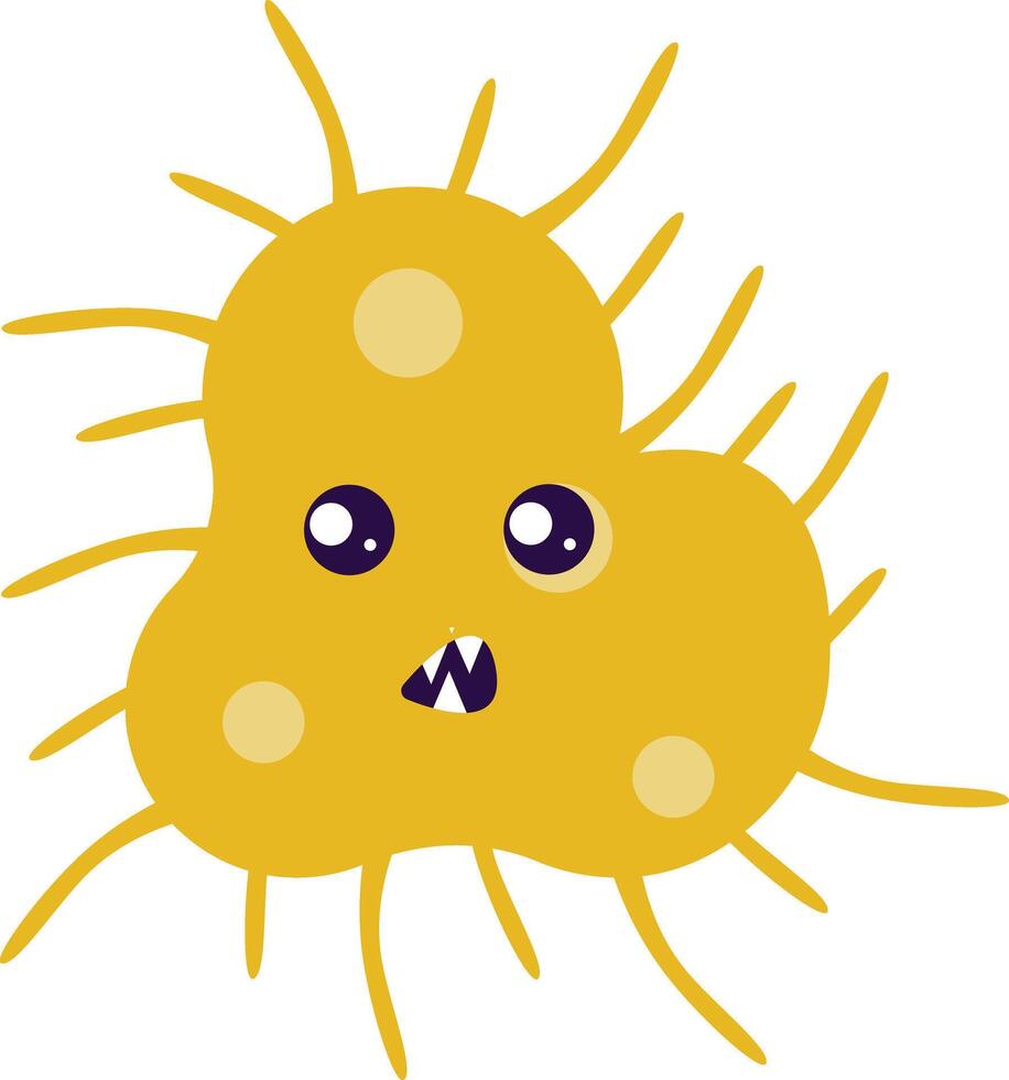 Illustration of Flat Cartoon Bacteria and Virus. Isolated on White Background. vector
