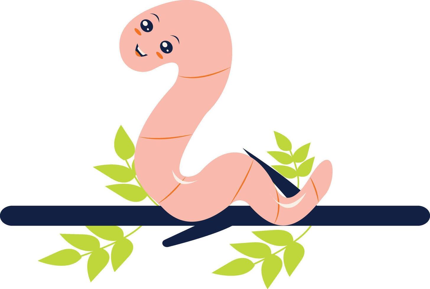 Earthworm Cartoon Character Isolated on White Background. Earthworm Mascot. Illustration Design. vector