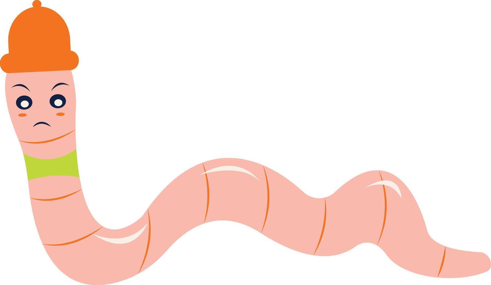 Earthworm Cartoon Character Isolated on White Background. Earthworm Mascot. Illustration Design. vector