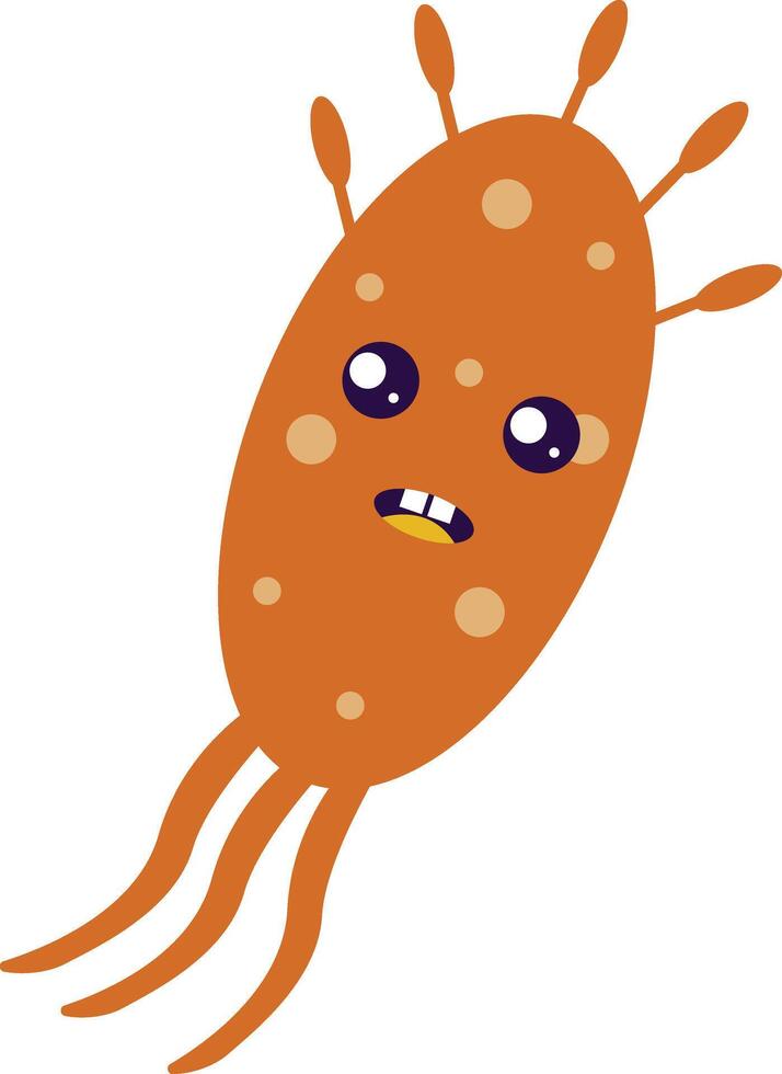 Illustration of Flat Cartoon Bacteria and Virus. Isolated on White Background. vector