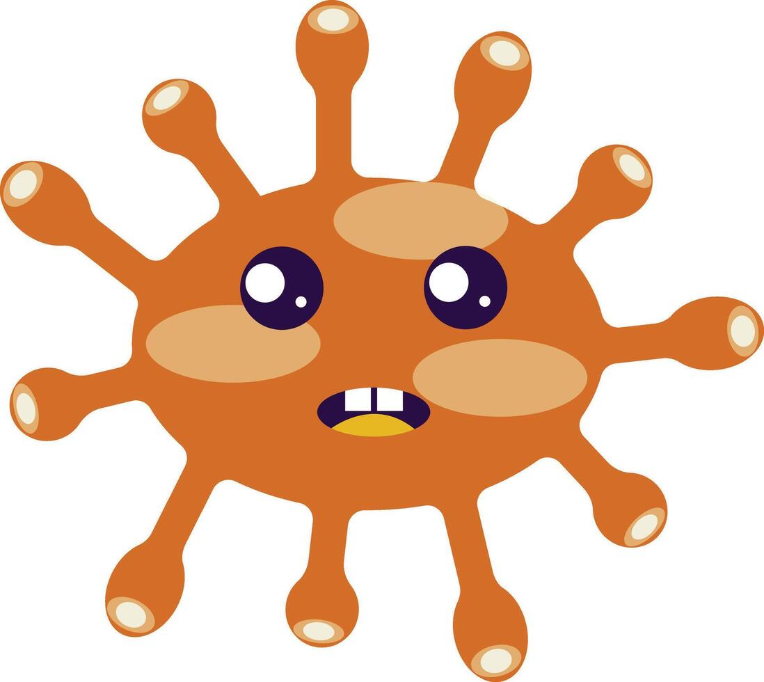 Illustration of Flat Cartoon Bacteria and Virus. Isolated on White Background. vector