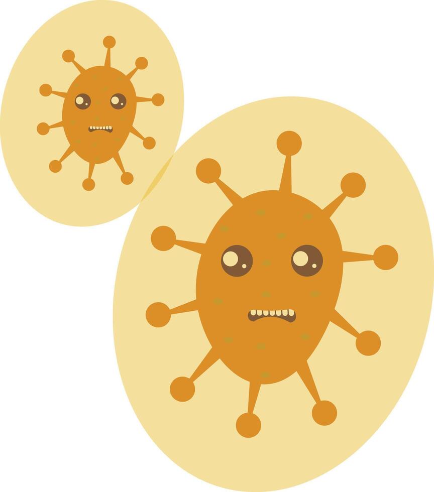 Illustration of Flat Cartoon Bacteria and Virus. Isolated on White Background. vector