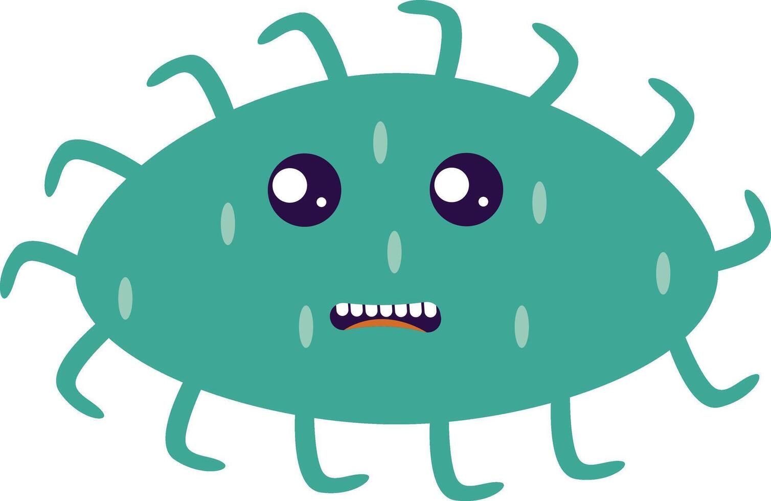 Illustration of Flat Cartoon Bacteria and Virus. Isolated on White Background. vector