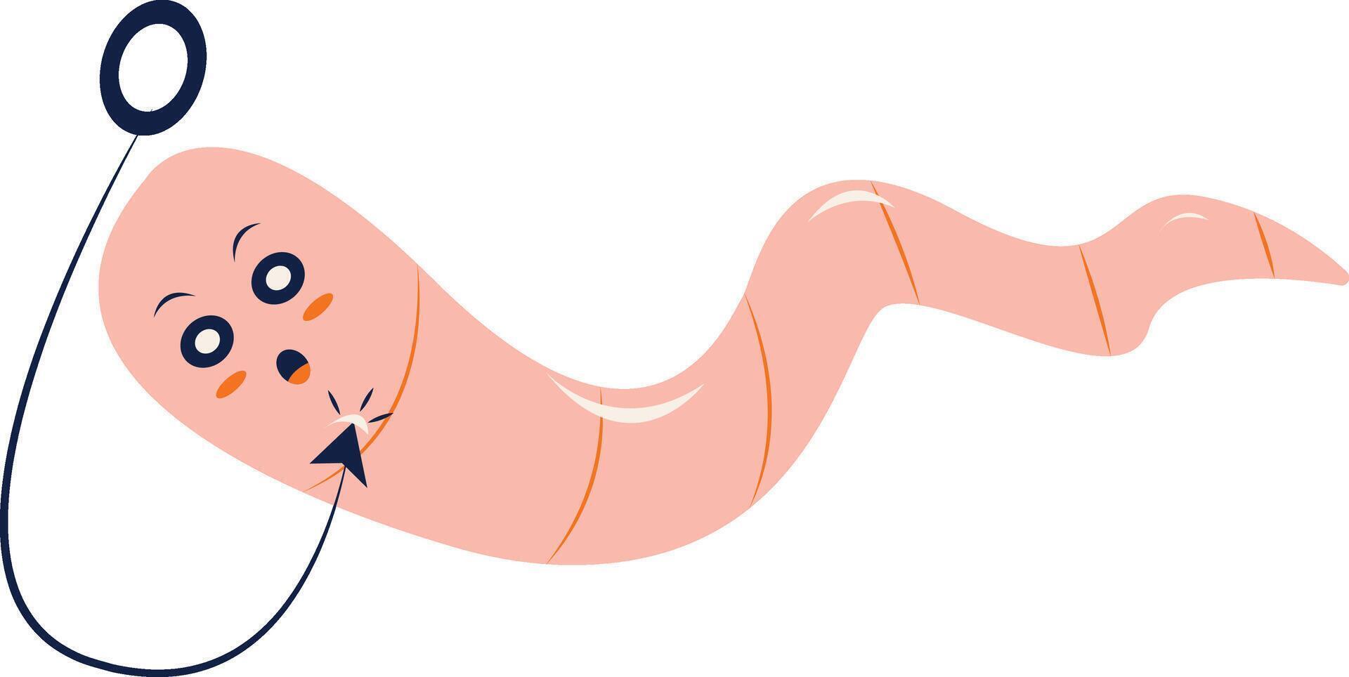 Earthworm Cartoon Character Isolated on White Background. Earthworm Mascot. Illustration Design. vector