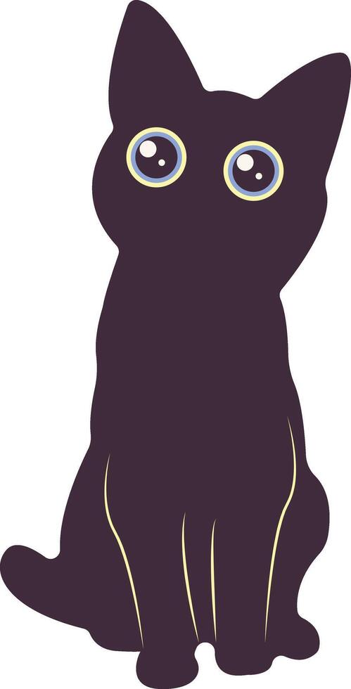 International Cat Day Silhouette with Cute Eyes Design. on the August. Isolated on White Background. vector