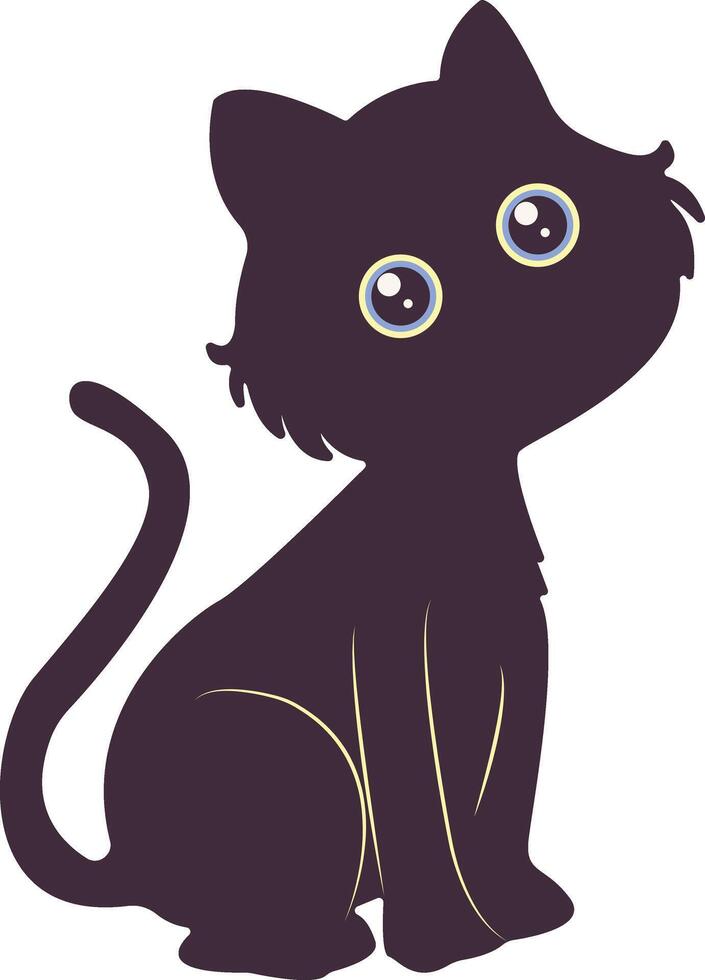 International Cat Day Silhouette with Cute Eyes Design. on the August. Isolated on White Background. vector