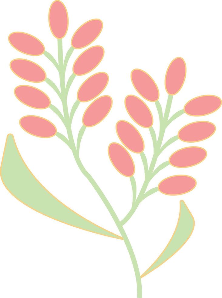 Hand Drawn Floral Botanical Branch. with Flat Cartoon Design Style. Isolated on White Background. vector