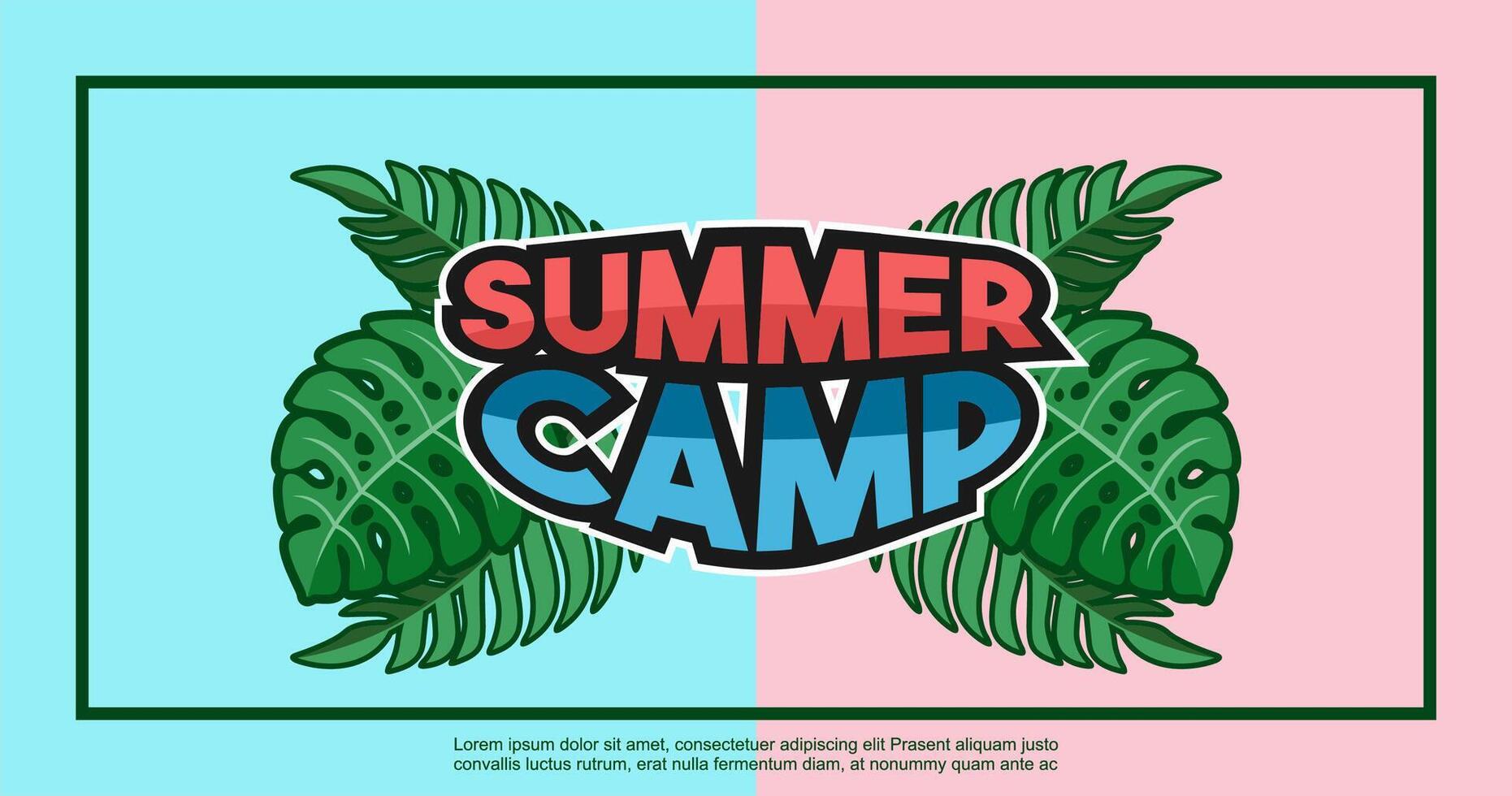 Summer camp banner layout, summer background illustration. vector
