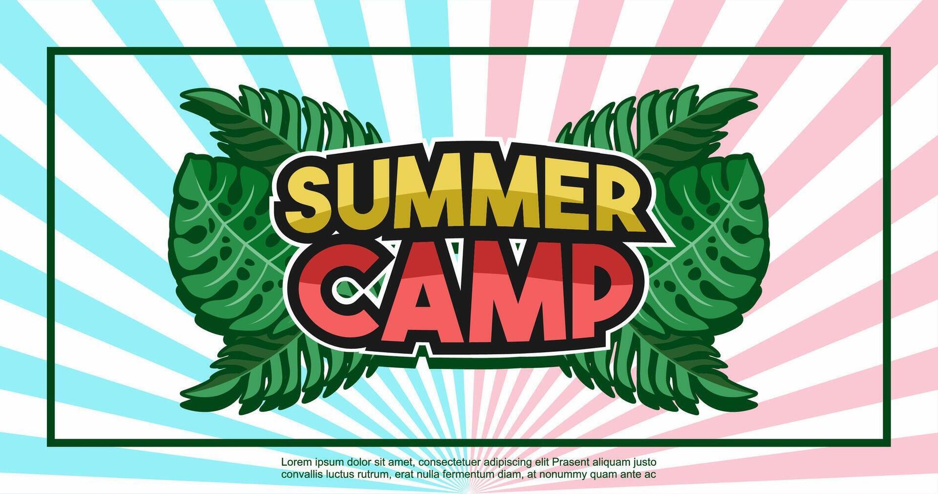 Summer camp banner layout, summer background illustration vector