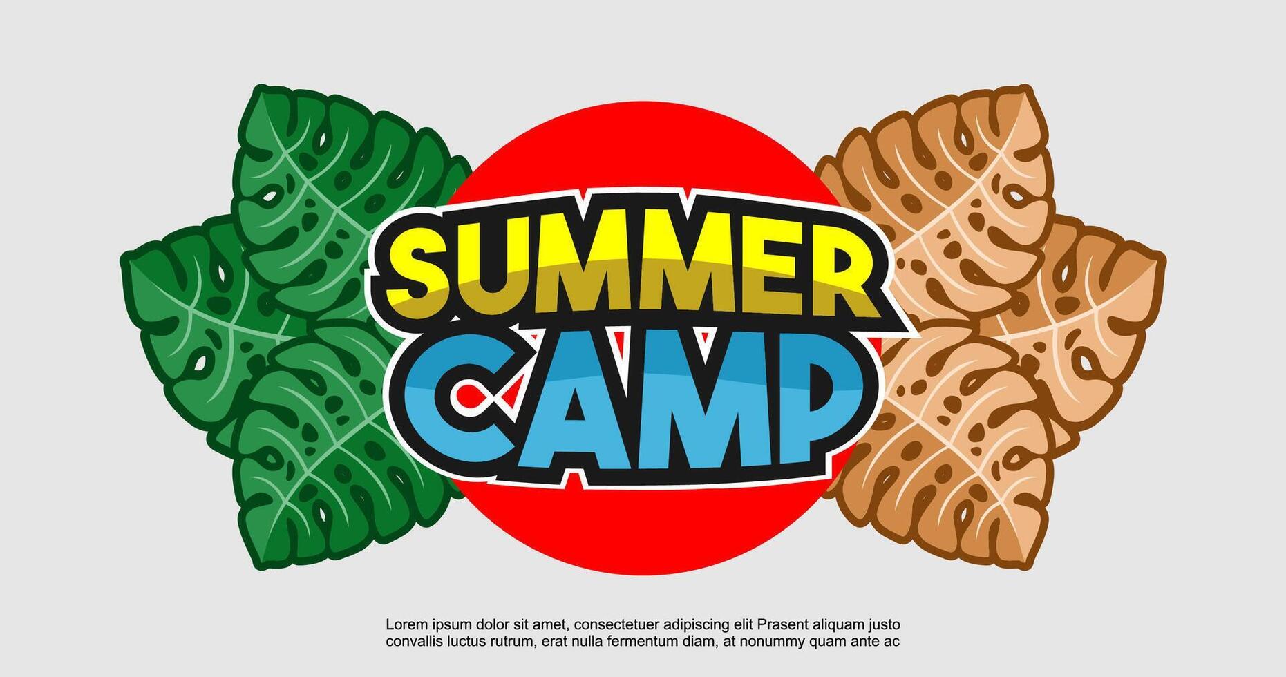 Summer camp banner layout, summer background illustration. vector