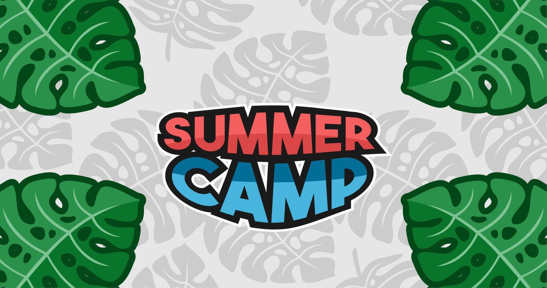 Summer camp banner layout, summer background illustration vector
