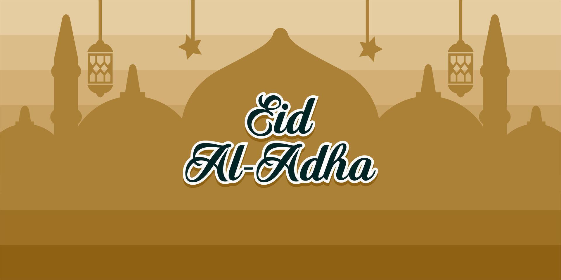 Eid al-Adha holiday background with colors and illustration objects that are typical of the celebration vector