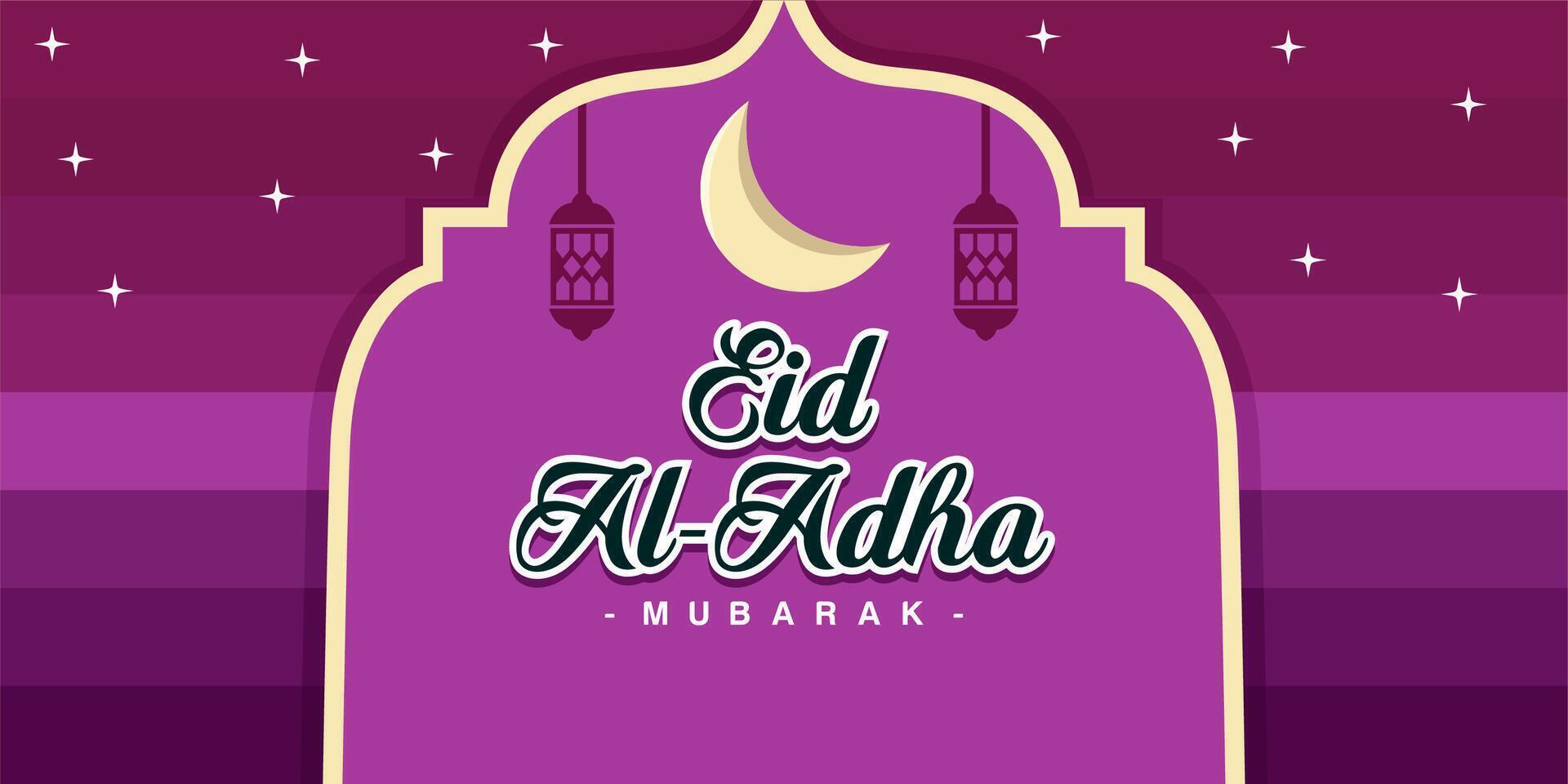 Eid al-Adha holiday background with colors and illustration objects that are typical of the celebration vector