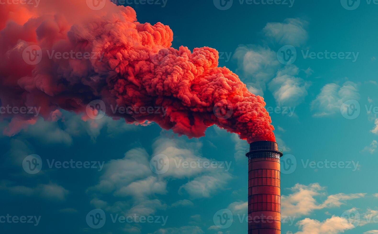 Industrial pipe emits toxic pollutants into the atmosphere photo