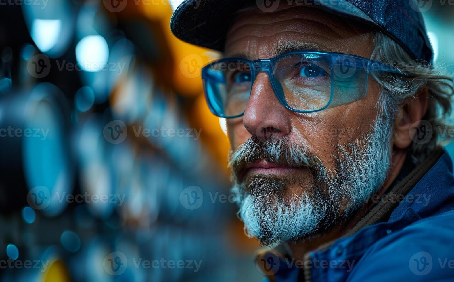 Close up of mature man working in factory. photo
