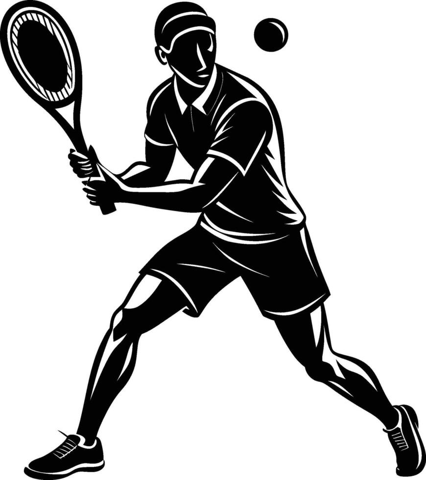 tennis player silhouette illustration eps 10 vector