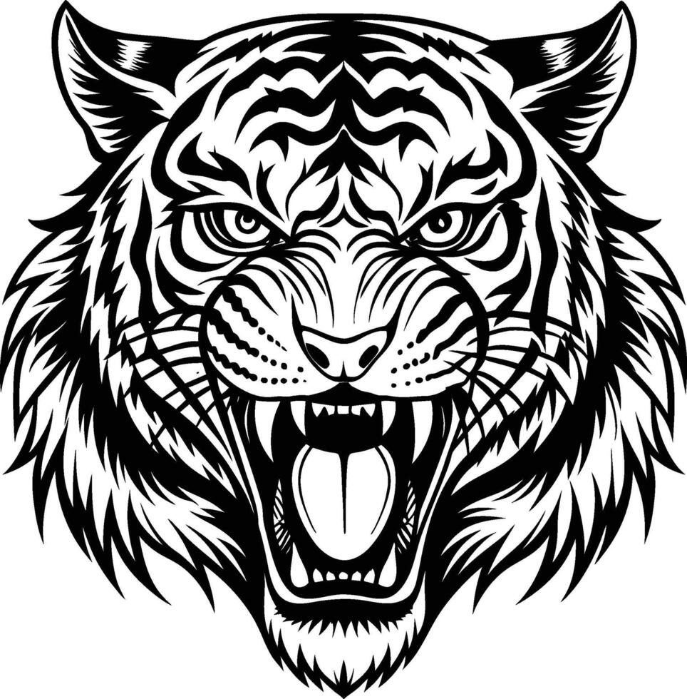 head of a tiger illustration isolated on white background eps 10 vector
