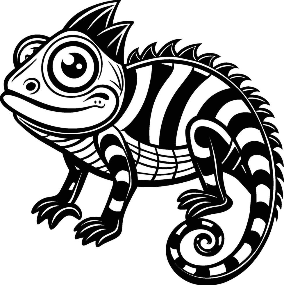 black and white lizard isolated on white background eps 10 vector