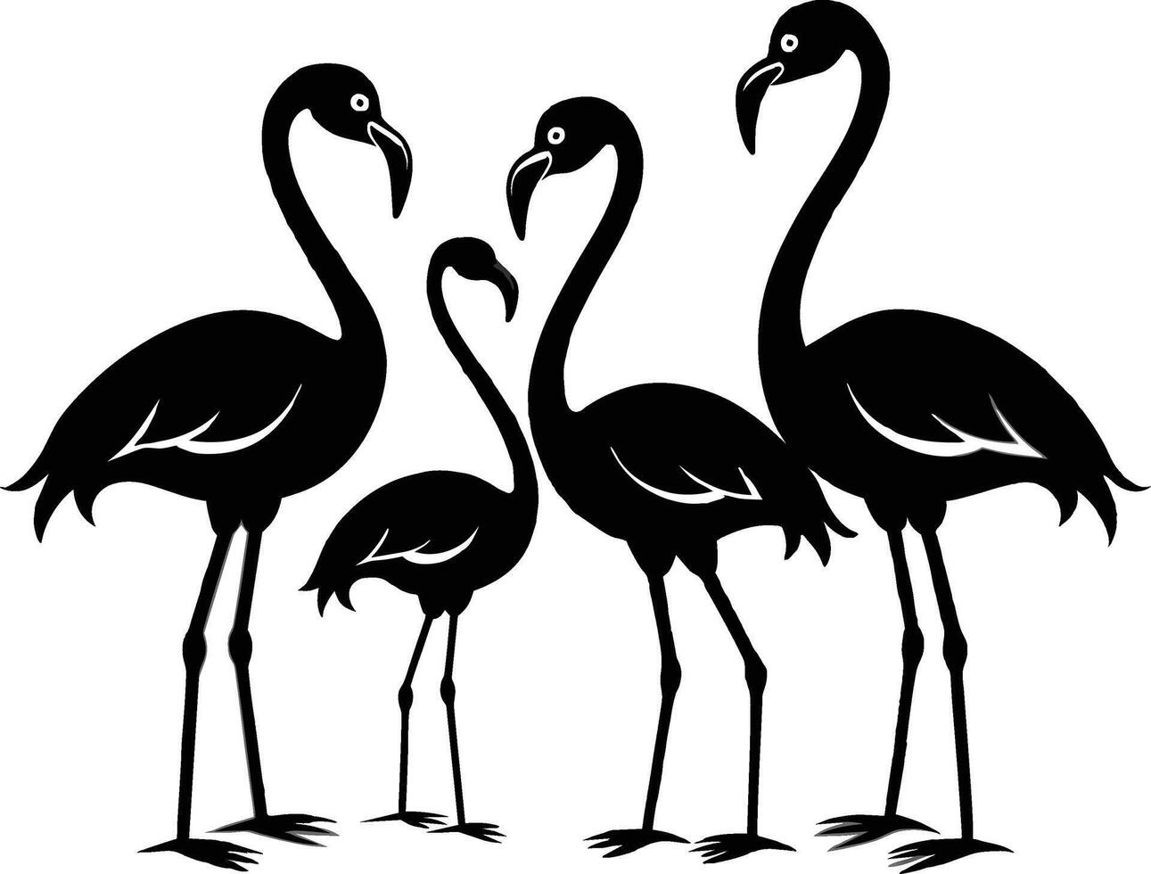 set of flamingo illustration vector