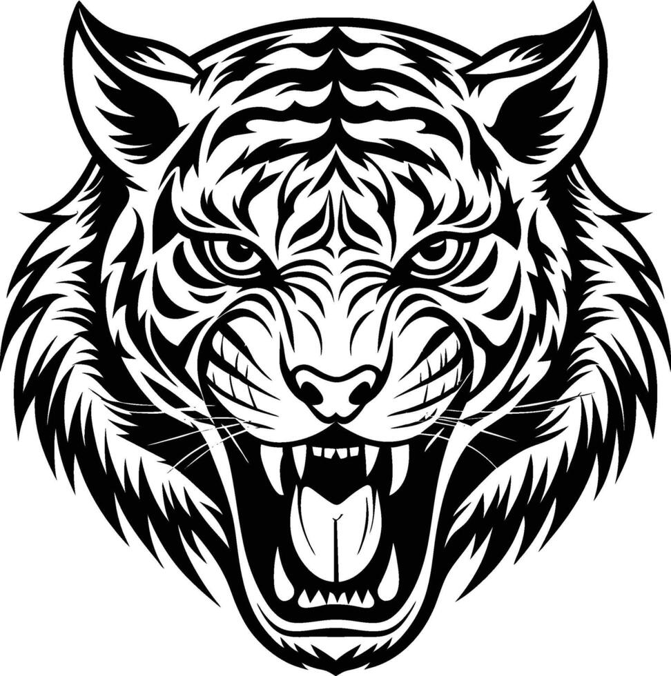 head of a tiger illustration isolated on white background eps 10 vector