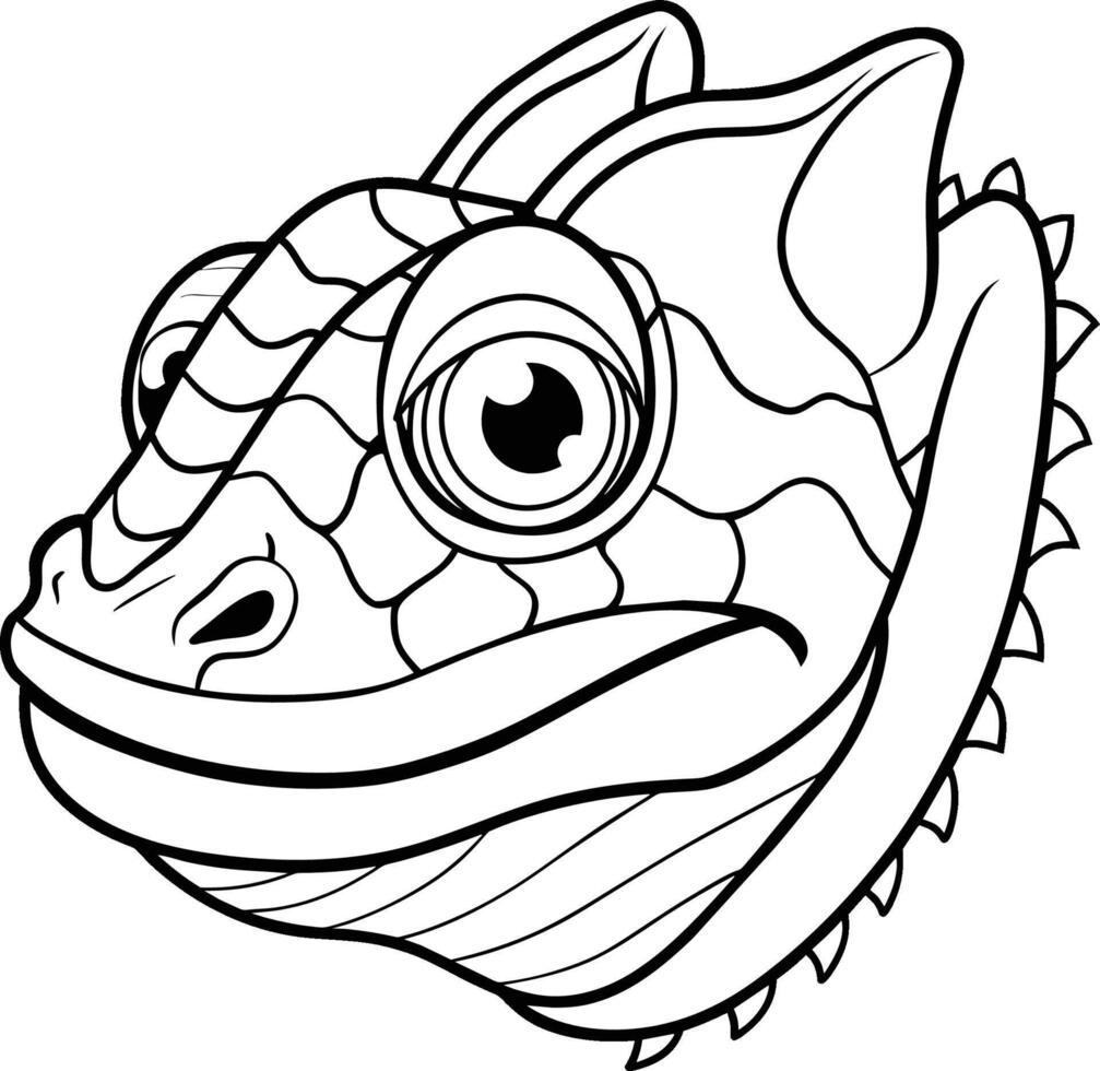 black and white lizard head isolated on white background eps 10 vector