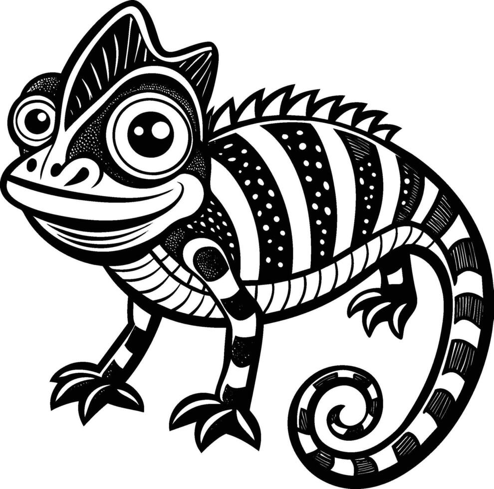 black and white lizard isolated on white background eps 10 vector