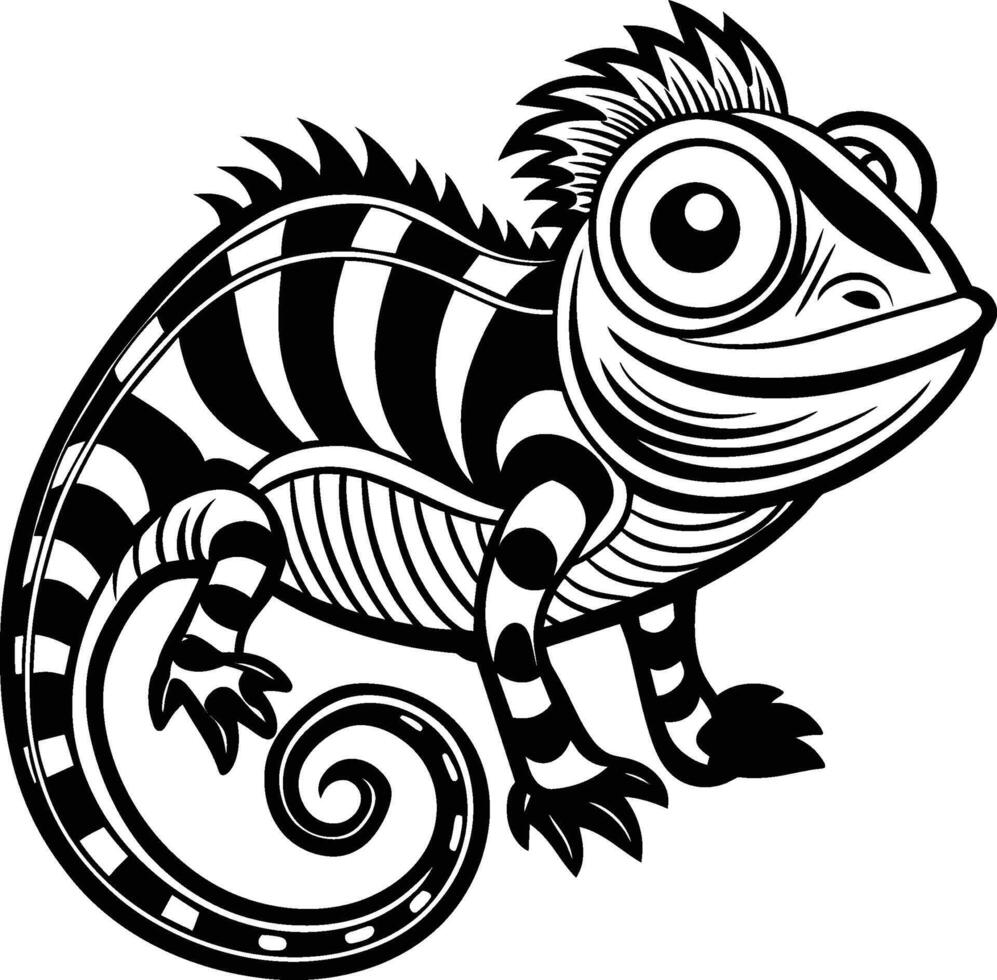 black and white lizard isolated on white background eps 10 vector