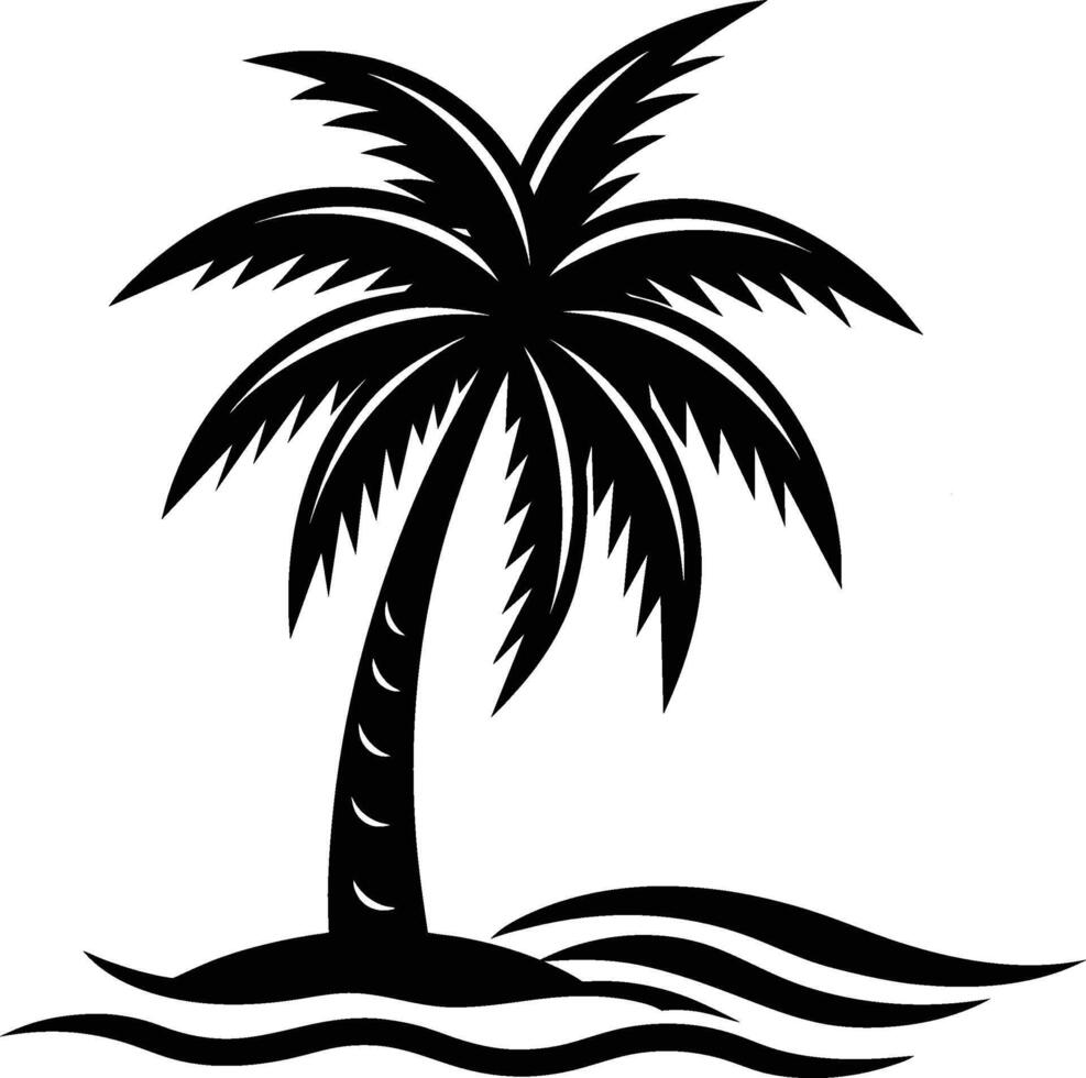 palm tree silhouette isolated on white background eps 10 vector