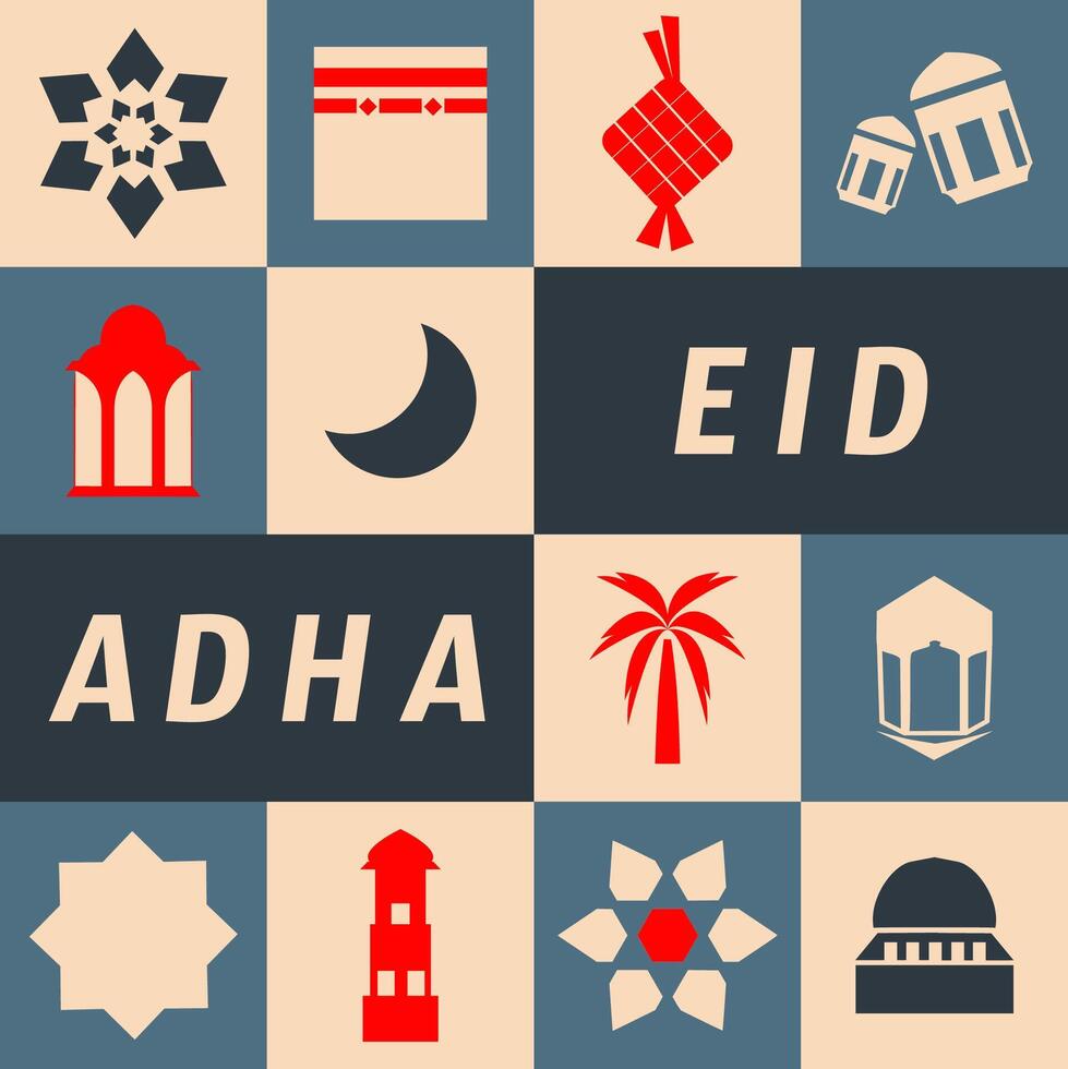 Illustration eid al-adha mubarak with geometry pattern theme. vector