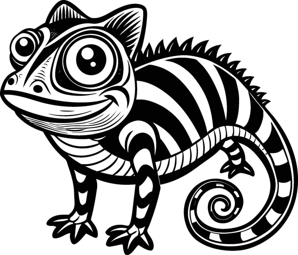 black and white lizard isolated on white background eps 10 vector
