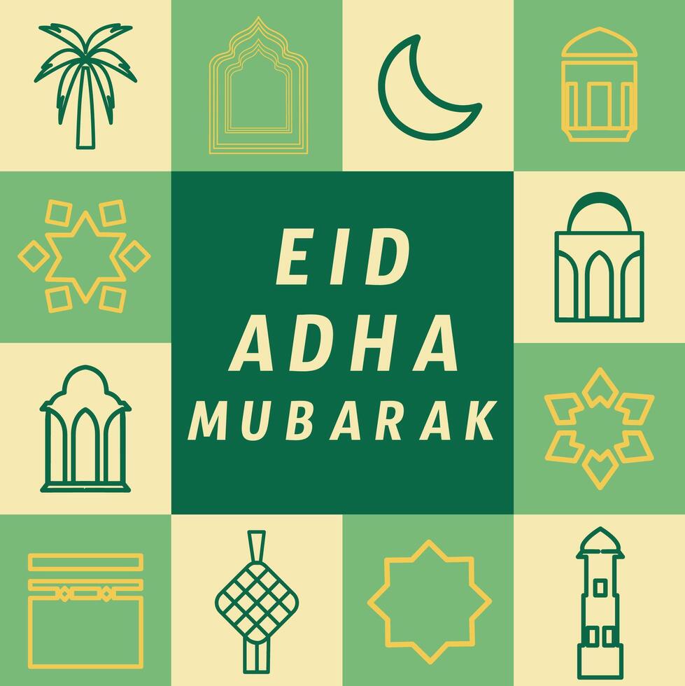 Pattern illustration eid adha theme. Simple icon and abstract geometry style. Perfect for greeting card, cover decoration and poster design. vector