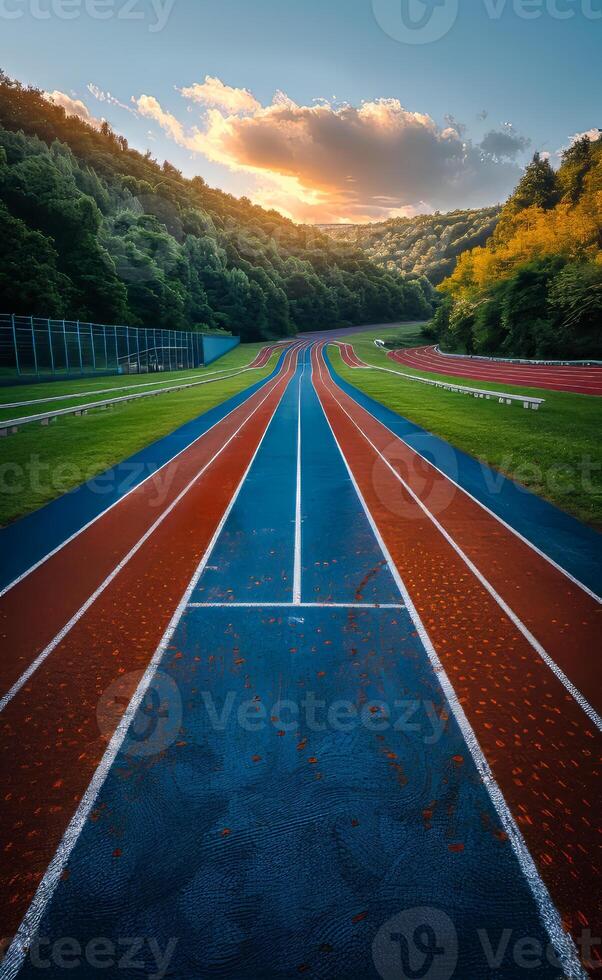 Running track in the morning photo
