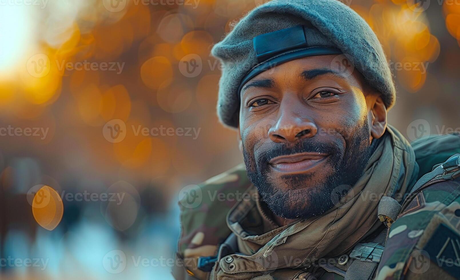 Soldier smiles at the camera. photo