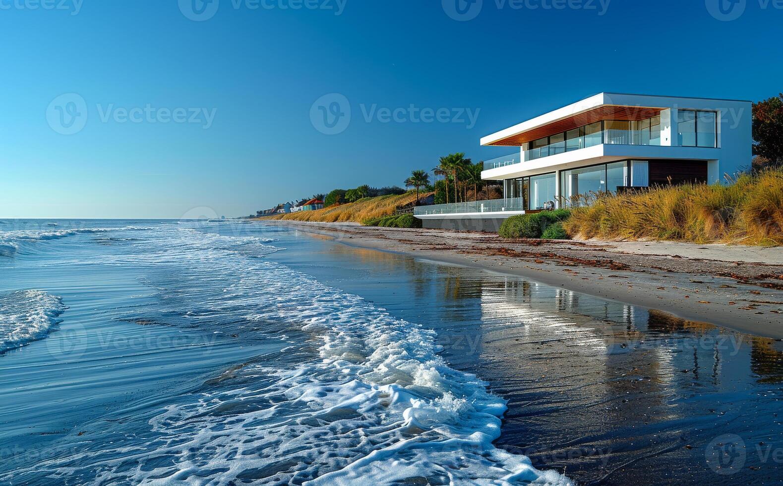 Modern house on the beach photo