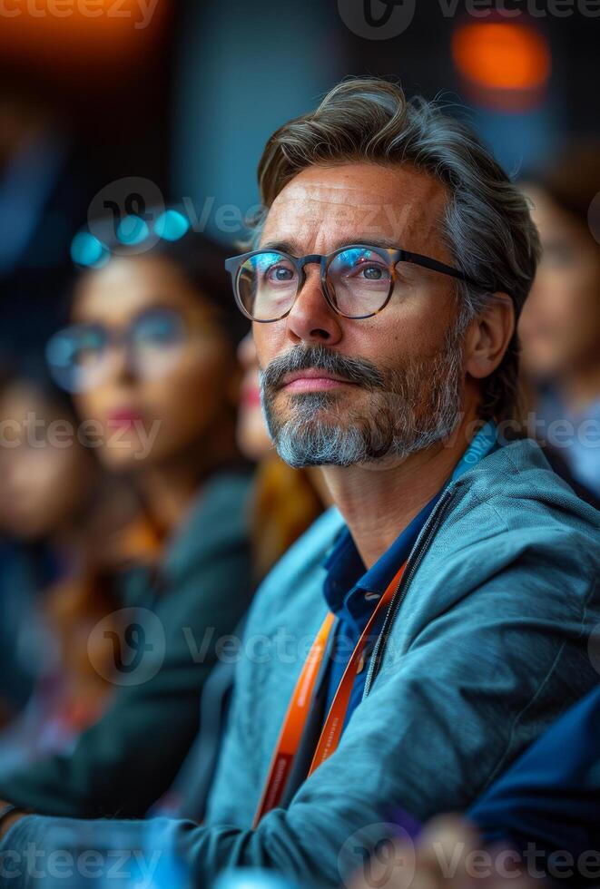 Businessman attending conference photo