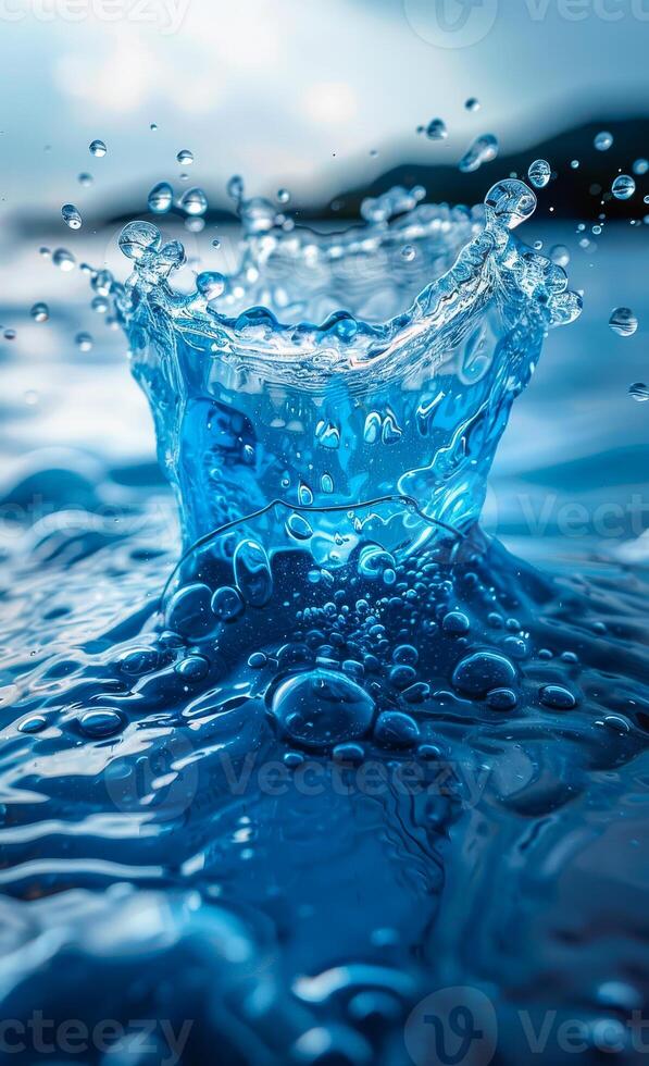 Water splashes in the blue water photo