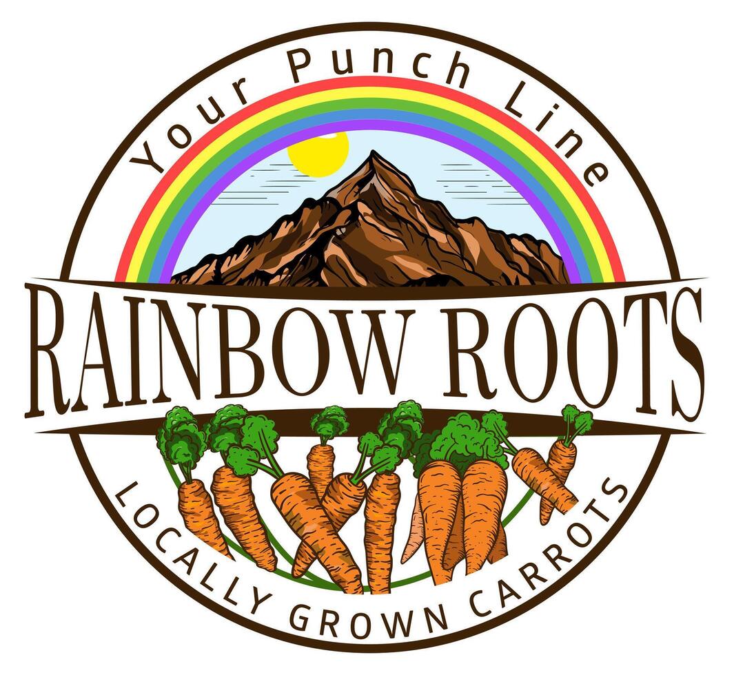 rainbow roots fields logo vector