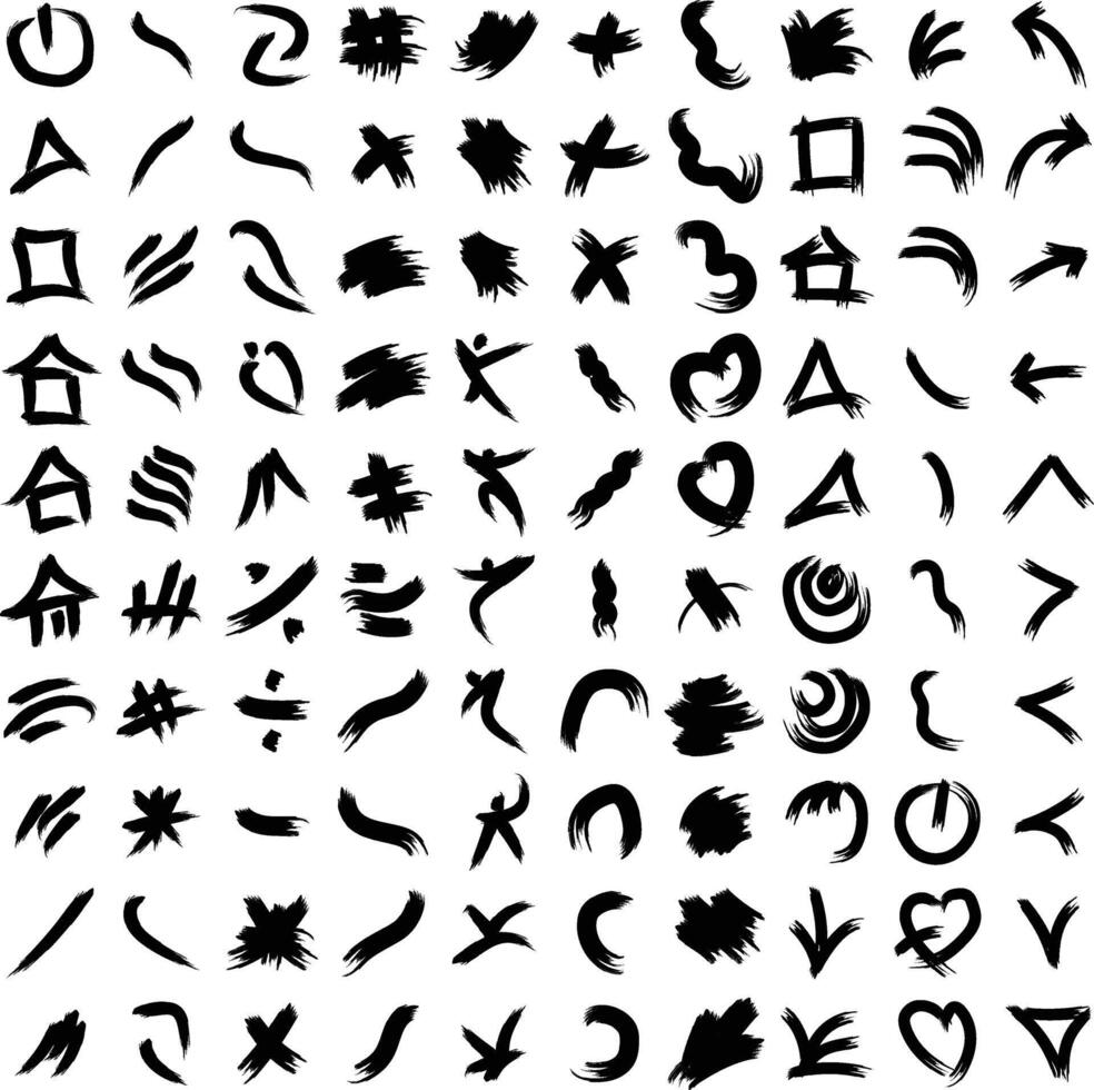 Brush Stroke Abstract Contemporary Grunge Shape Rough Ink Paintbrush Collection vector