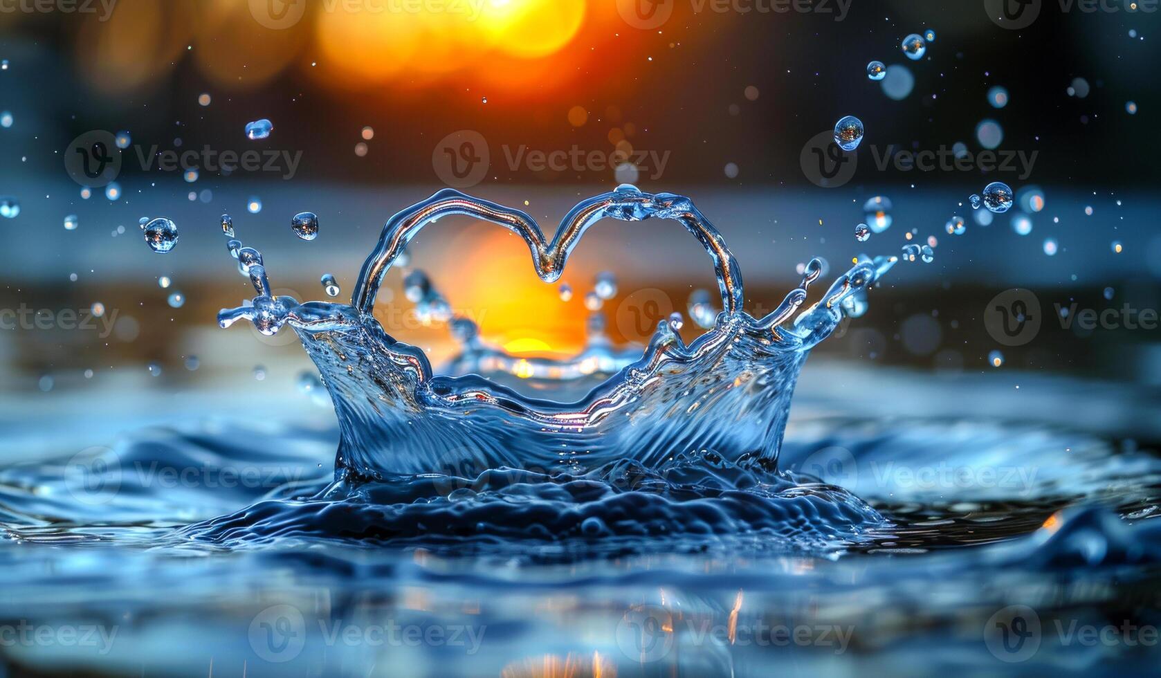 Water drop creating heart shape. A heart shaped water splash photo
