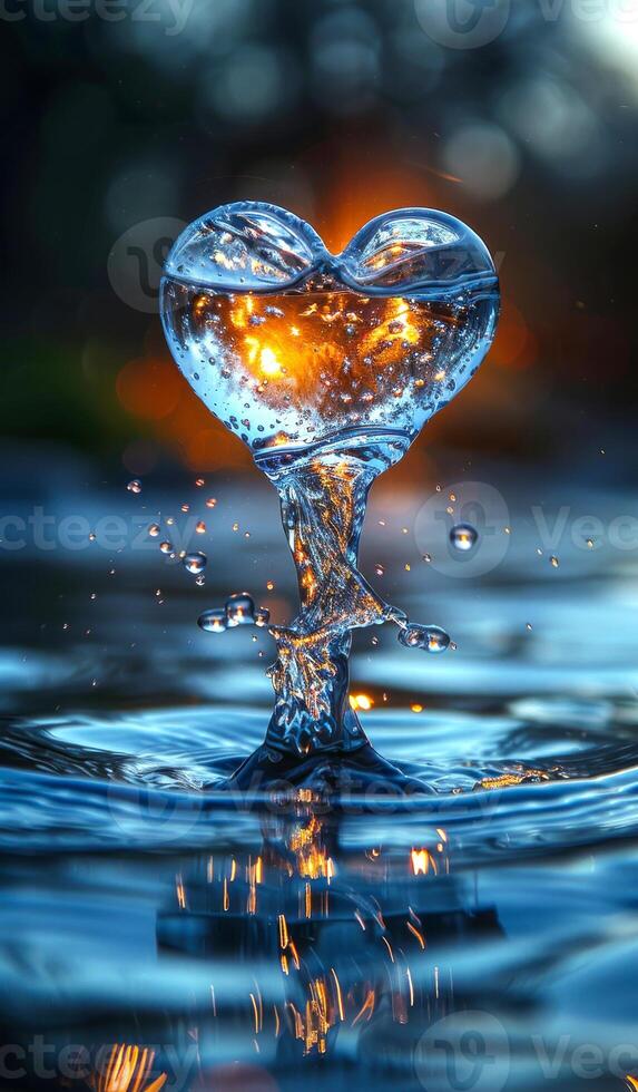 Water splashes in the form of heart. A heart shaped water splash photo
