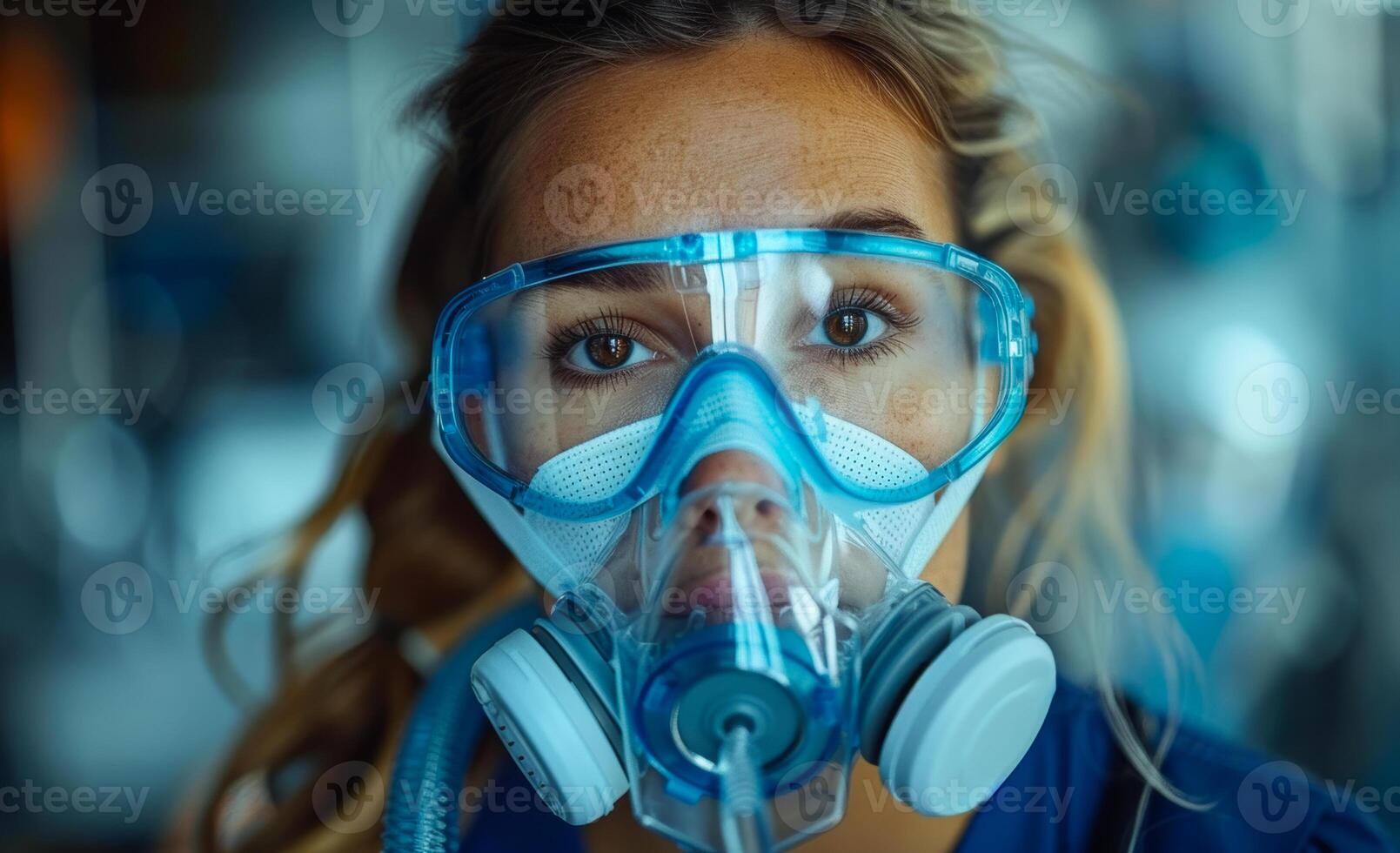 Nurse wearing mask and goggles photo