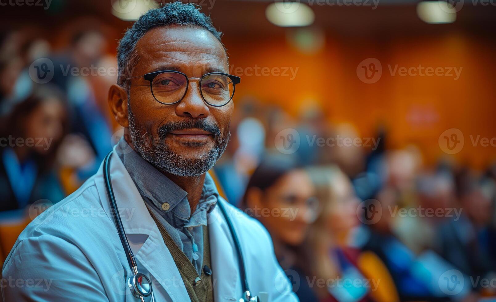Doctor participating in a medical conference or seminar photo