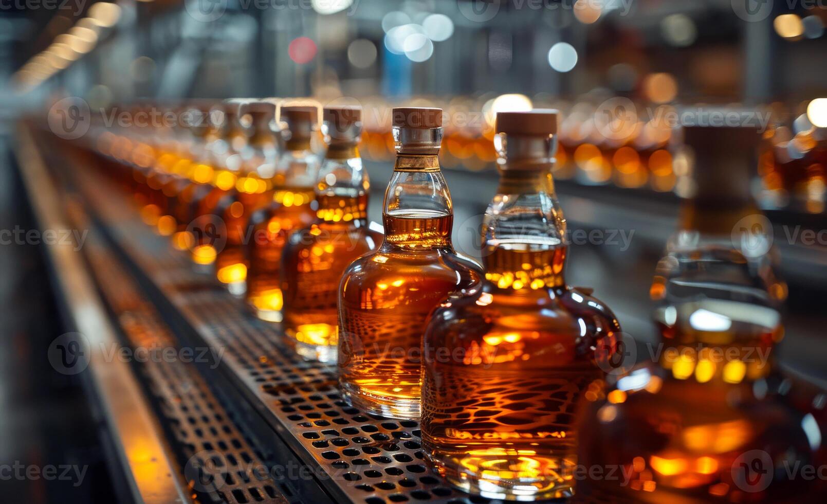 The process of bottling of whiskey in distillery photo