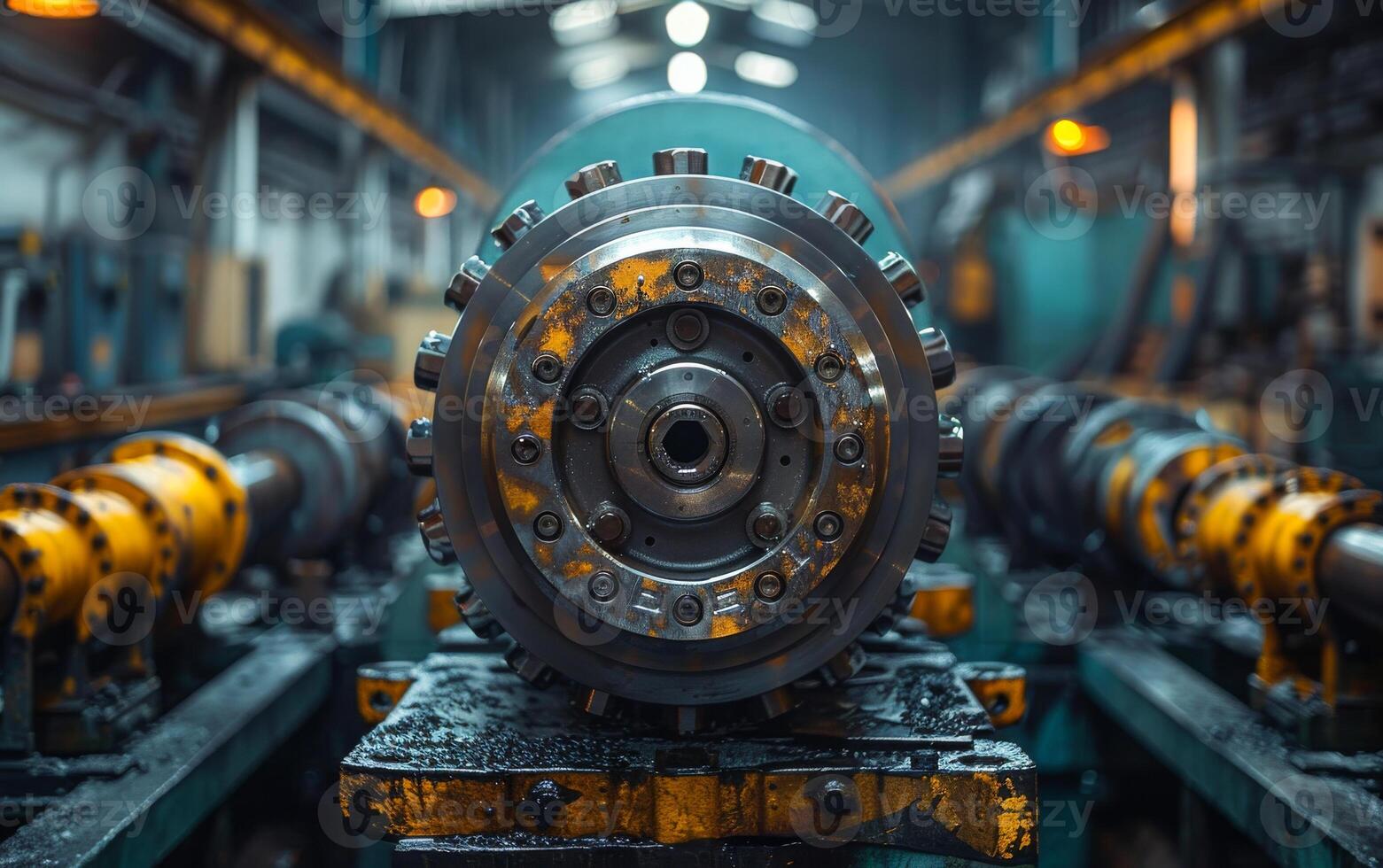 The industrial roller bearing on the machine photo