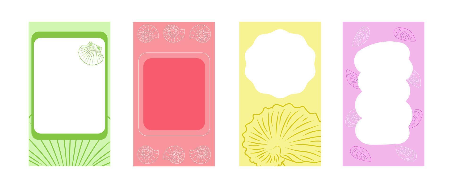 Summer Story Template for Social Media with Seashells vector