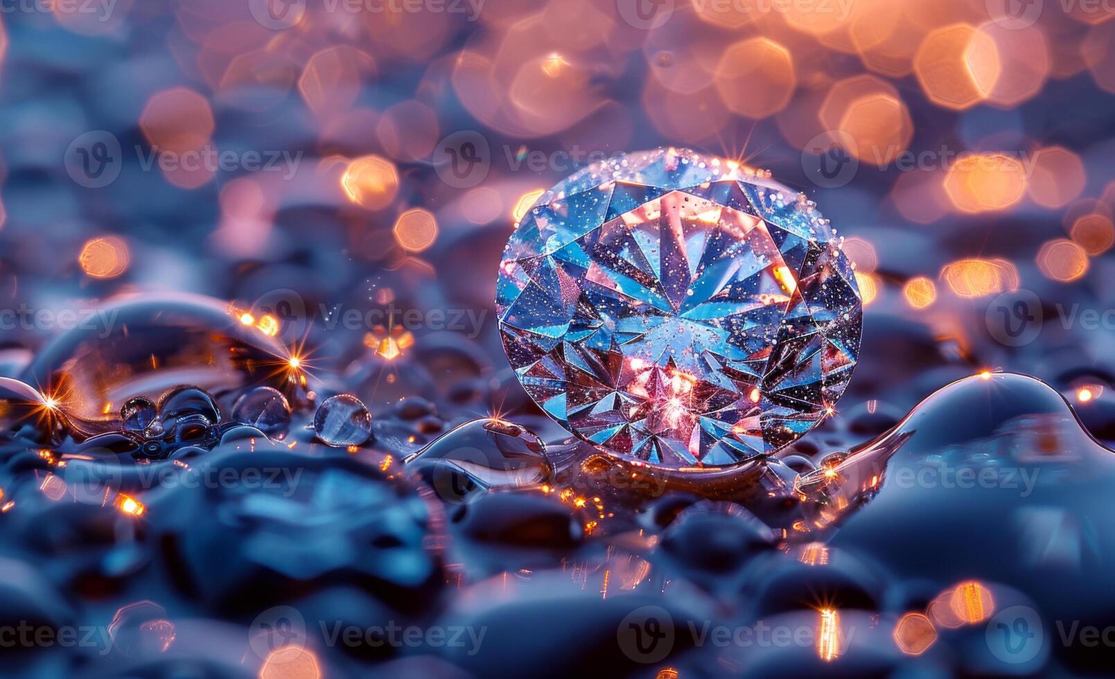 Large diamond lies on pile of small diamonds. A woman's best friend are diamonds photo