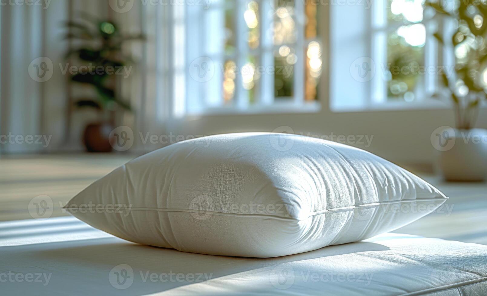 White pillow on the bed in the bedroom photo