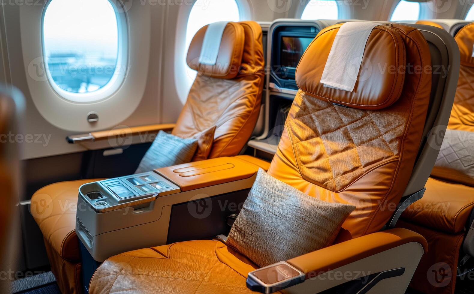 The new business class seats are designed to offer more comfortable and spacious travel experience for passengers. photo