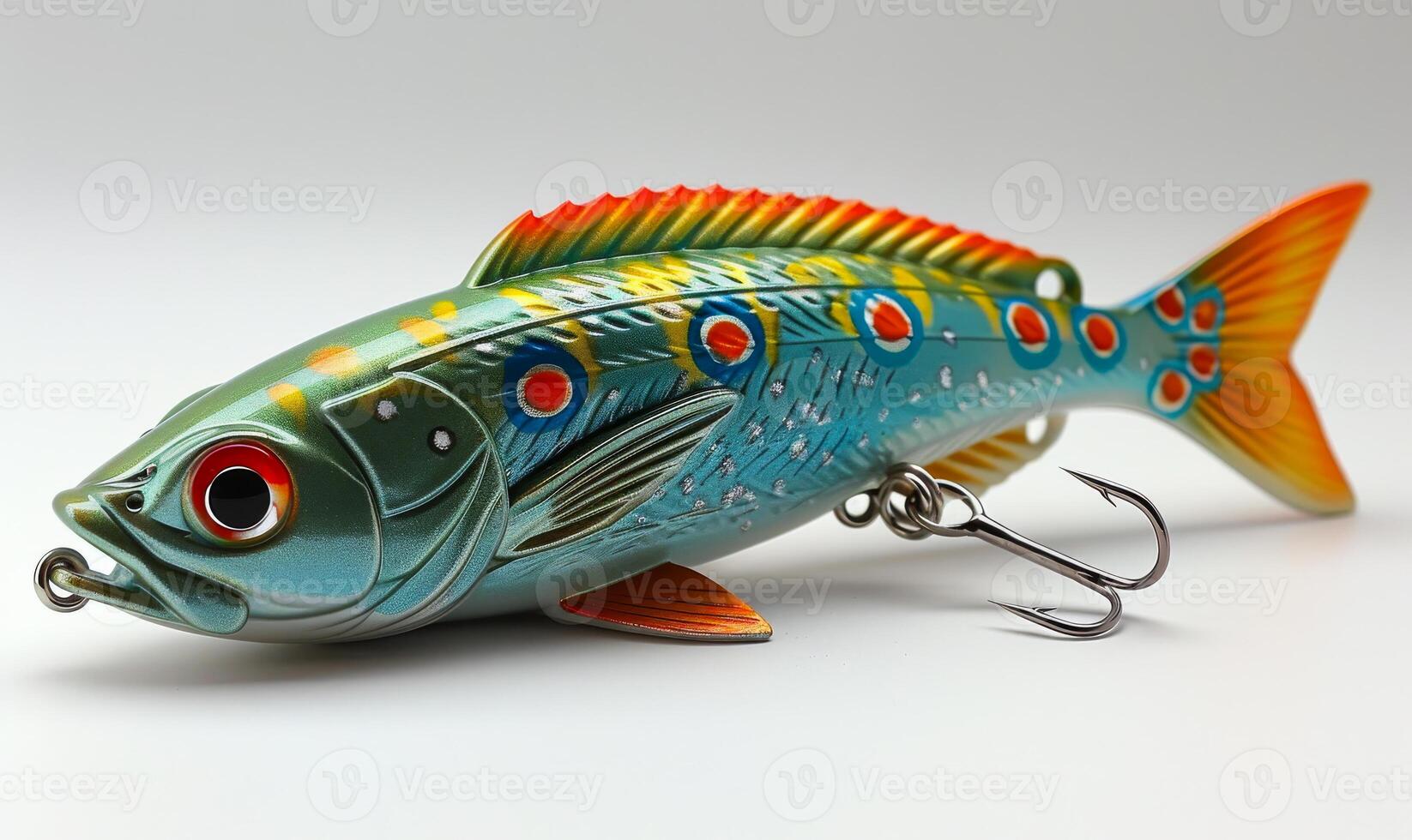 Colorful fishing lure isolated on white background photo