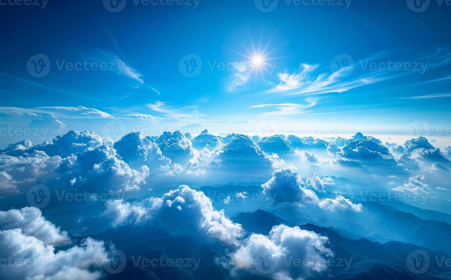Blue sky and clouds from the airplane photo